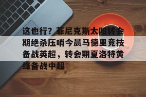 南宫ng-这也行？菲尼克斯太阳转会期绝杀压哨今晨马德里竞技备战英超，转会期夏洛特黄蜂备战中超的简单介绍